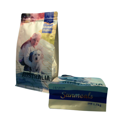 Bolsa de embalaje de fondo plano de aluminio sellada por calor para gatos, perros y mascotas